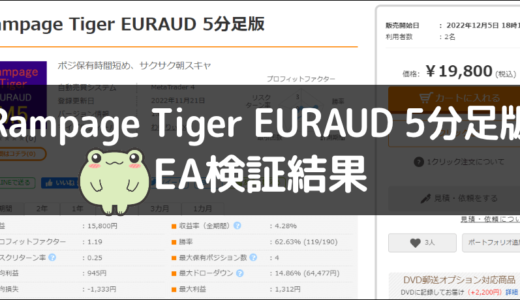 Rampage Tiger EURAUD 5分足版のEA検証結果