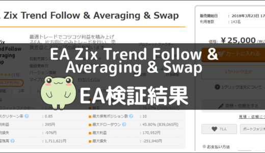 EA Zix Trend Follow & Averaging & SwapのEA検証結果